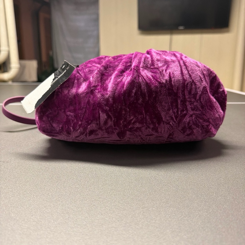 INC International Concepts Clutch Bag Burnished Berry Purple Crushed Velvet NWT